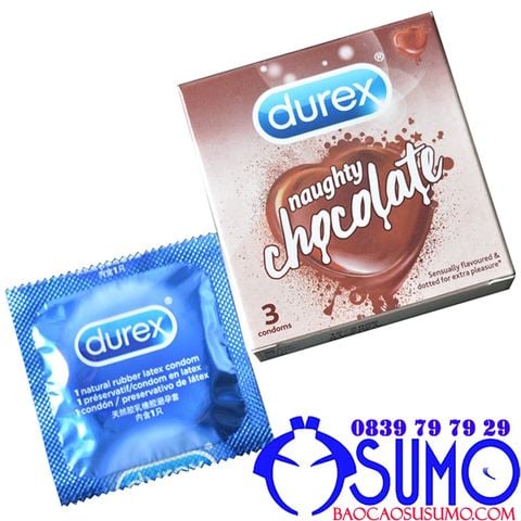 Bao cao su Durex Naughty Chocolate chính hãng hương socola ngọt ngào hộp 3 cái