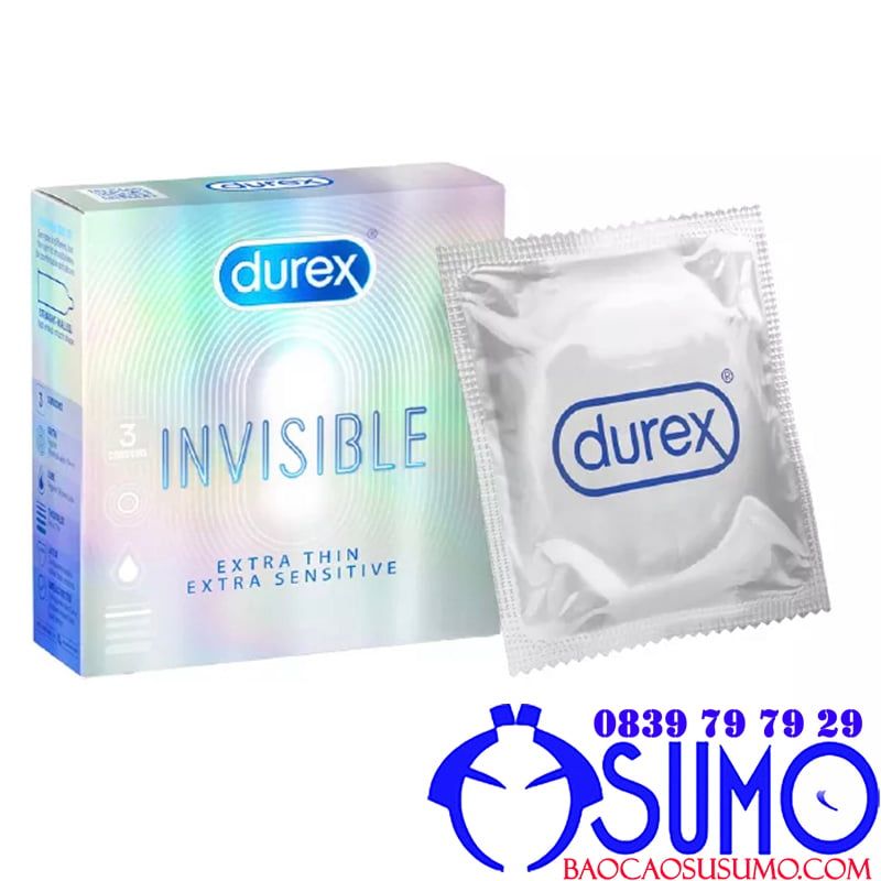 Bao cao su Durex Invisible Extra thin Extra Sensitive cực siêu mỏng mịn chính hãng hộp 3 chiếc