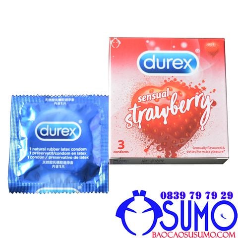 Bao cao su Durex Sensual Strawberry chính hãng hương dâu 