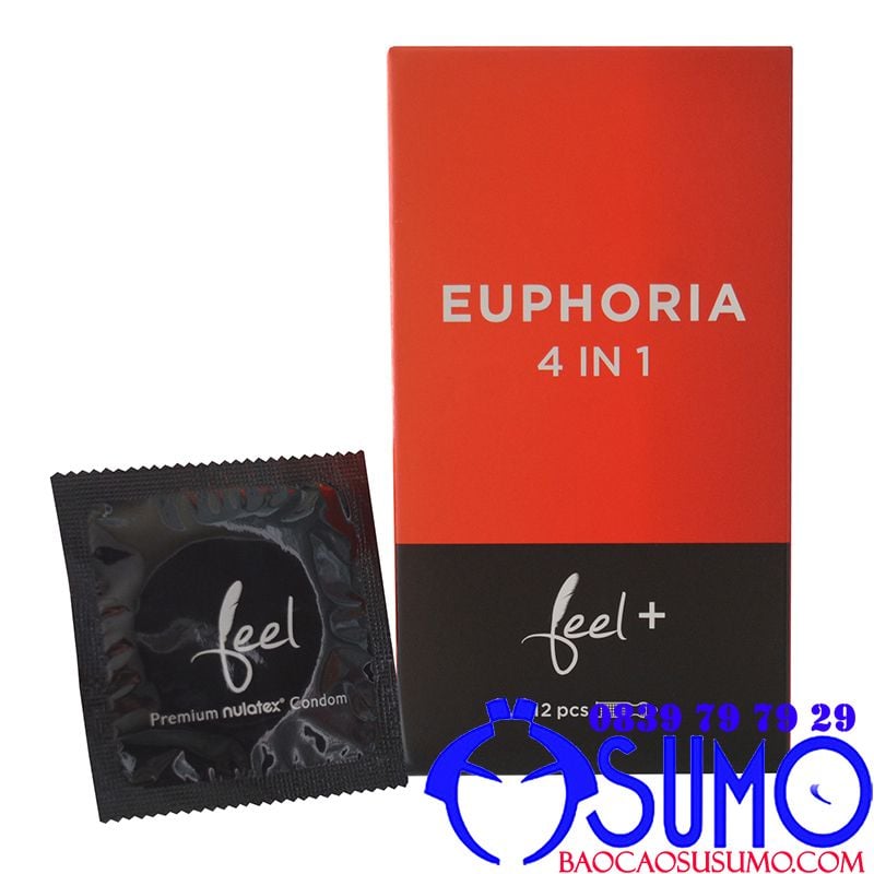 Bao cao su Feel Euphoria 4in1 gân gai nhám kéo dài thời gian hộp 12 cái