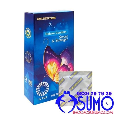 Bao cao su Goldentime deluxe nham kich thich chinh hang hop 12 chiec