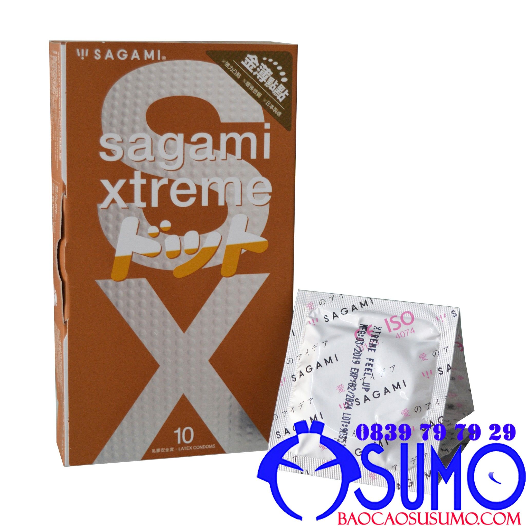 Bao cao su Sagami Xtreme Feel Up gân gai nhám hộp 10 cái