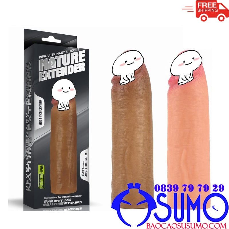 Bao đôn dên cao cấp silicone siêu mềm nhất Lovetoy Nature Extender dài thêm 38mm màu da