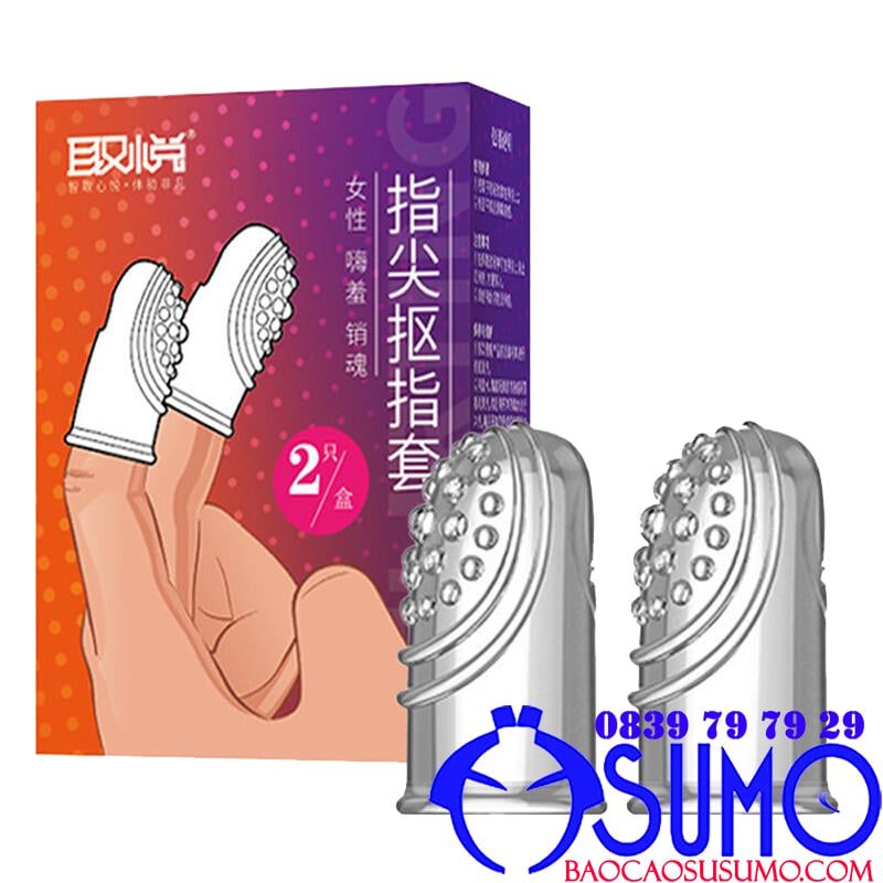 Bao silicone ngón tay cặp Funnyhome G spot 1 mẫu 2 gân gai bi kích thích