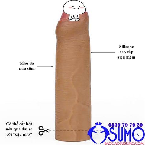 Bao don silicone cao cap Lovetoy khong tuot quy dau da nau dài them 38mm chinh hang 