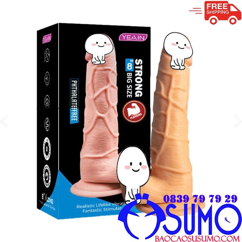 Dương vật giả Yeain không rung đế hít màu da mềm mại size to 8 inch