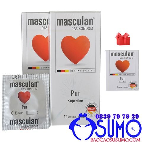  (2 Hộp) Combo mua 2 tặng 1 bao cao su Masculan Pur siêu mỏng chính hãng của Đức hộp 10 chiếc 