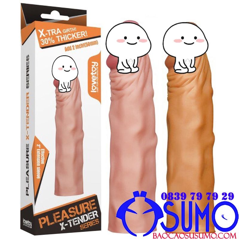 Bao đôn dên silicone cao cấp Lovetoy Pleasure X-Tender Series trơn dài thêm 5cm mẫu 2