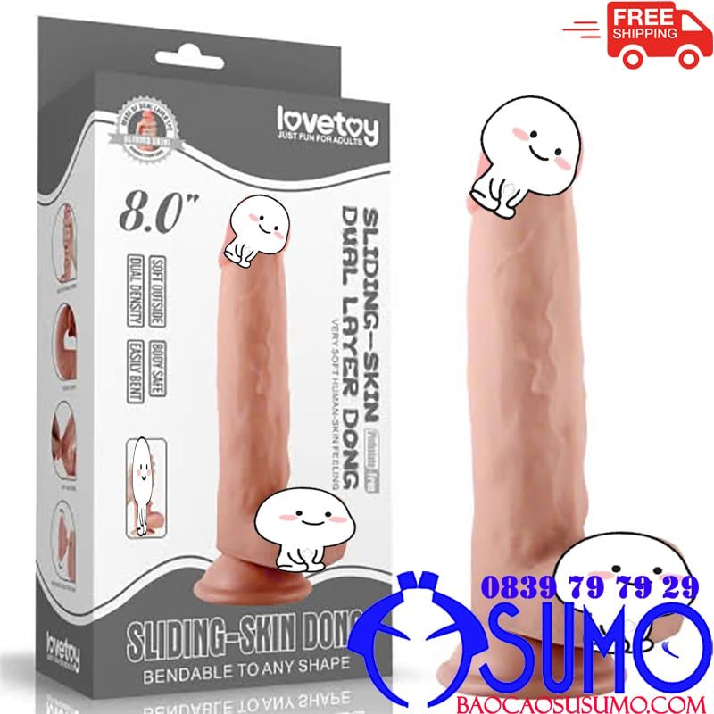 Dương vật giả cao cấp Lovetoy Sliding-Skin 8inch đế hít không rung màu da chính hãng