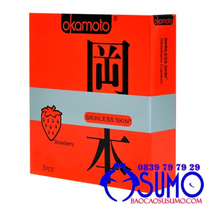 Bao cao su Okamoto Strawberry huong dau hop 3 chiec-Shop bao cao su Sumo Can Tho 0839797929