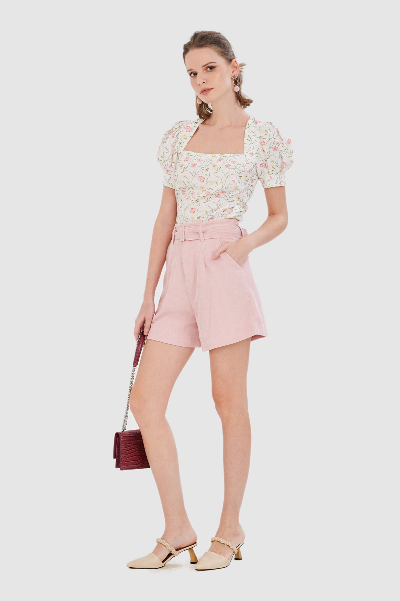 Áo crop nhấn tay lồng đèn