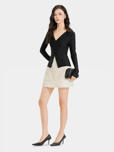  Váy mini tweed form A phối viền 