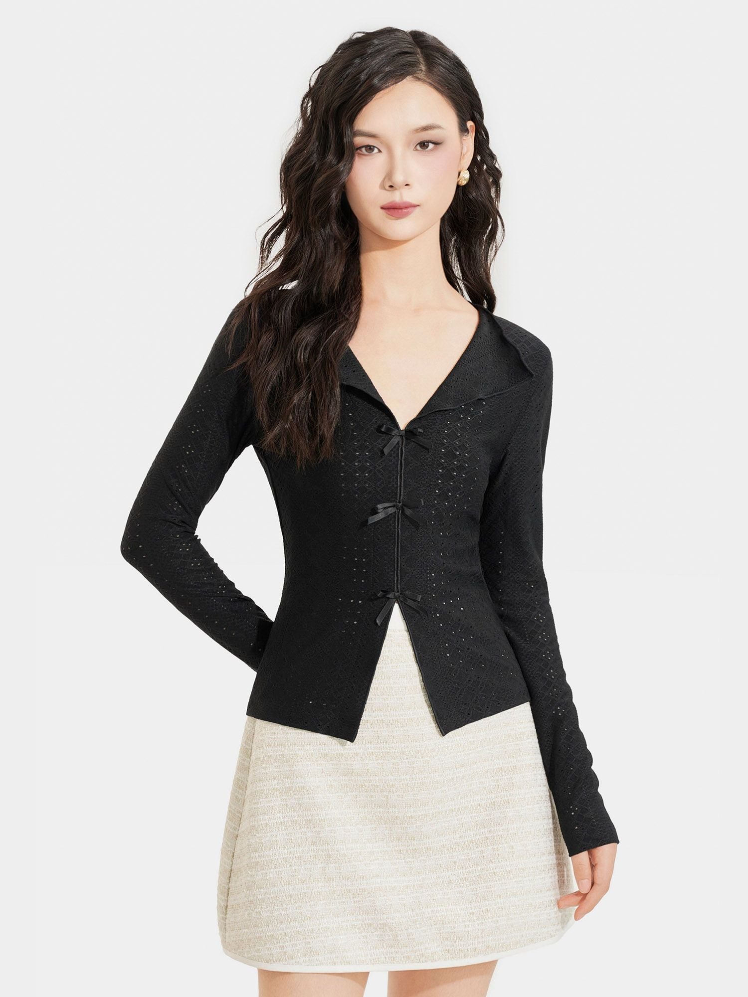  Váy mini tweed form A phối viền 