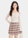 Váy mini tweed form A phối viền 