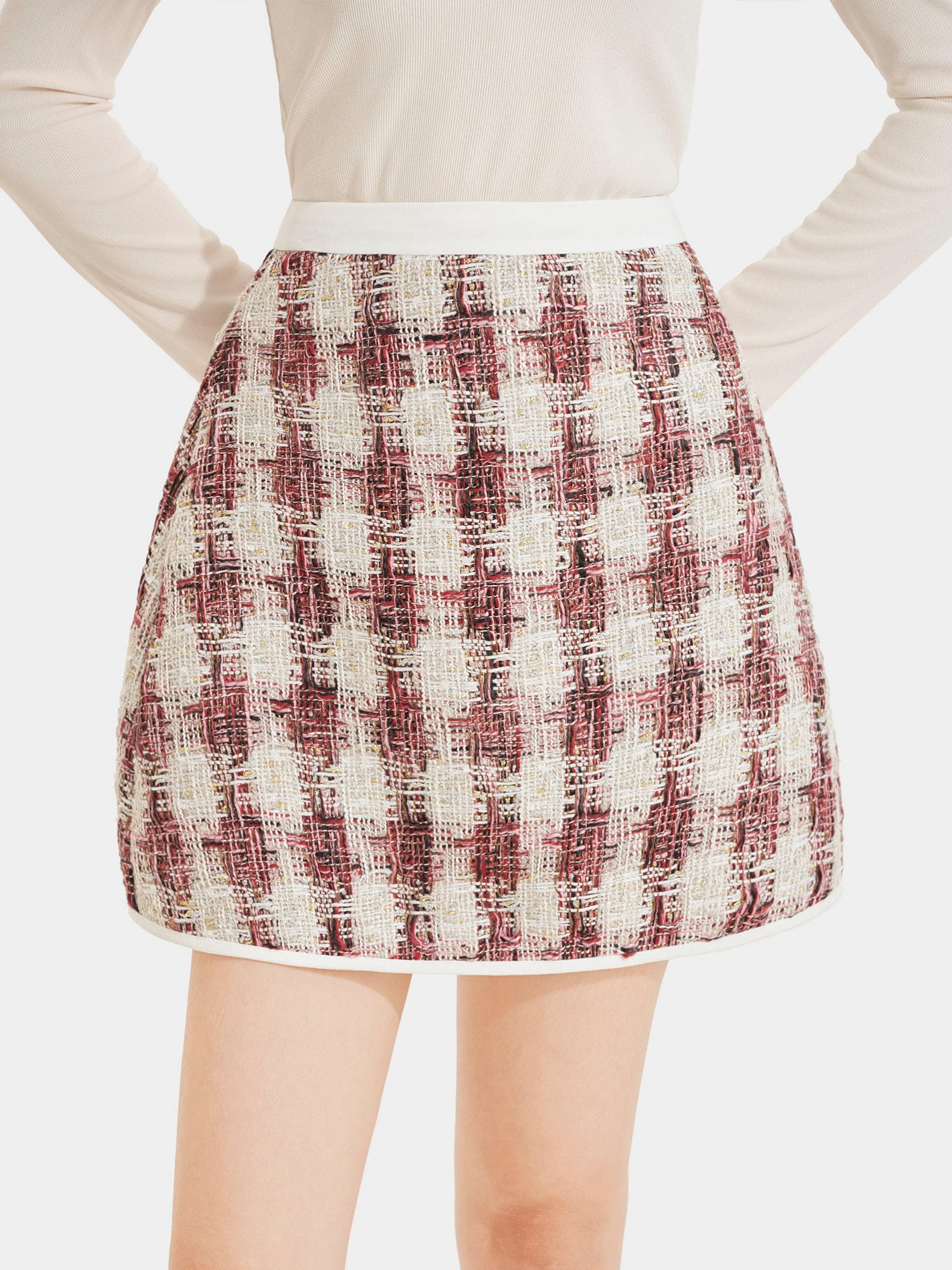 Váy mini tweed form A phối viền