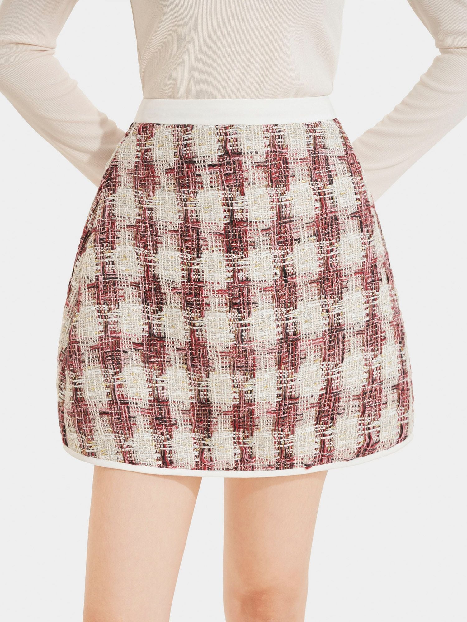  Váy mini tweed form A phối viền 
