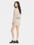  Áo khoác vải tweed cổ tròn cài nút bọc 