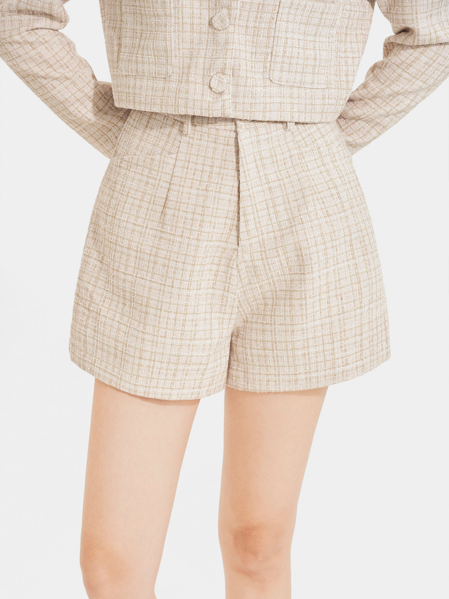 Quần short vải tweed 2 túi trước