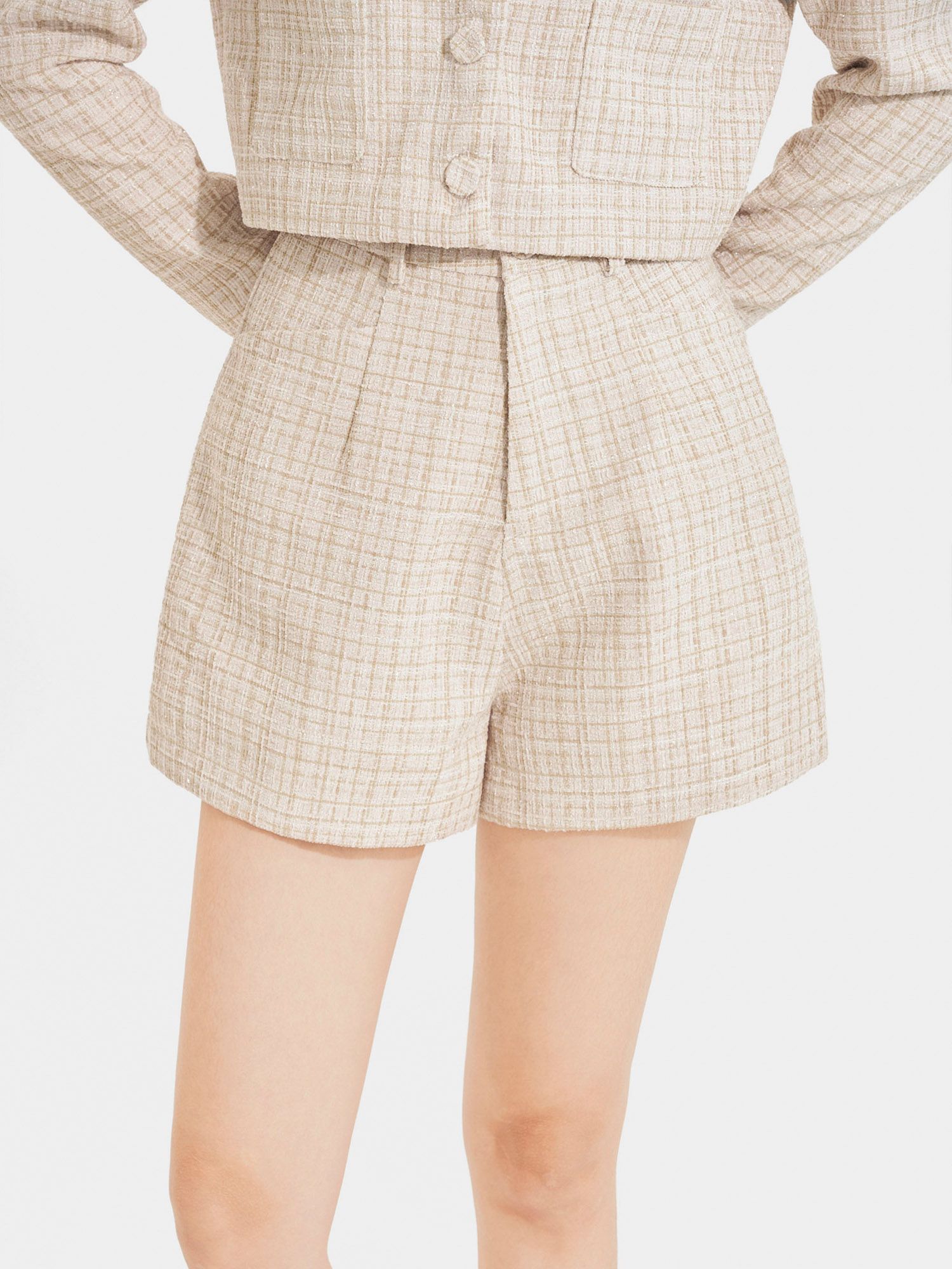  Quần short vải tweed 2 túi trước 