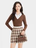  Váy mini tweed form A phối viền 