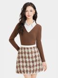  Váy mini tweed form A phối viền 