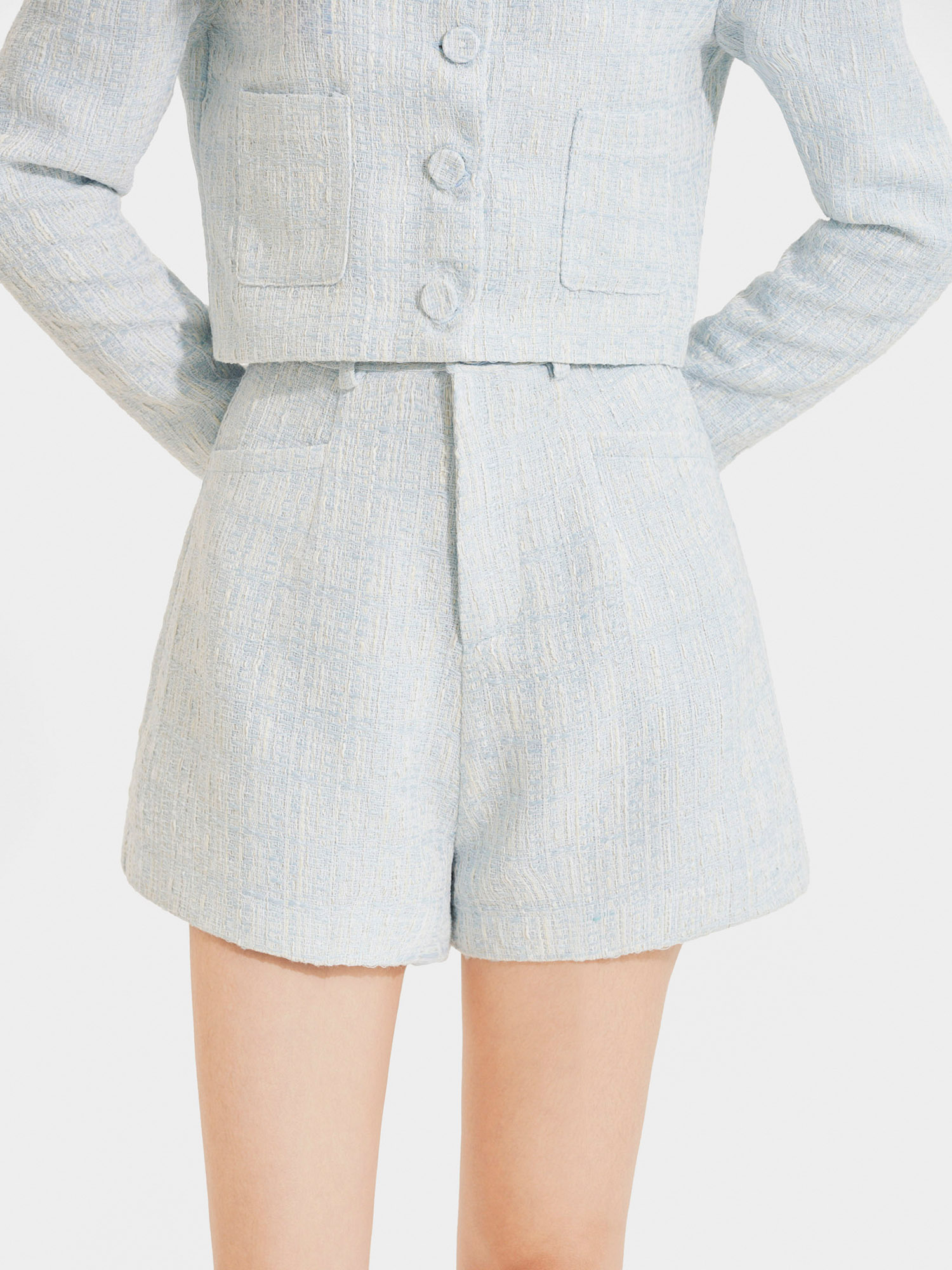 Quần short vải tweed 2 túi trước