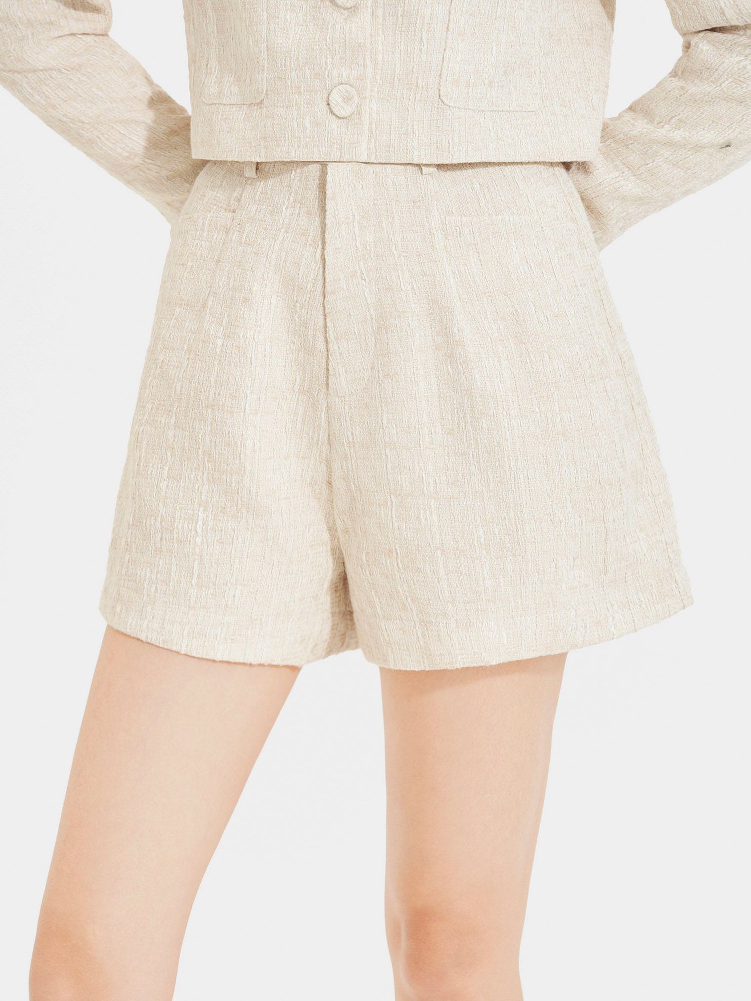  Quần short vải tweed 2 túi trước 