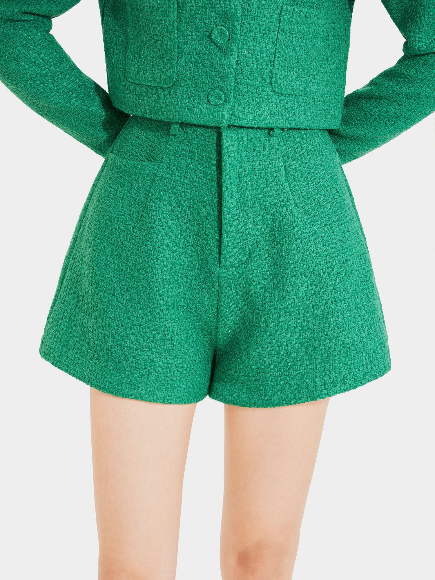  Quần short vải tweed 2 túi trước 