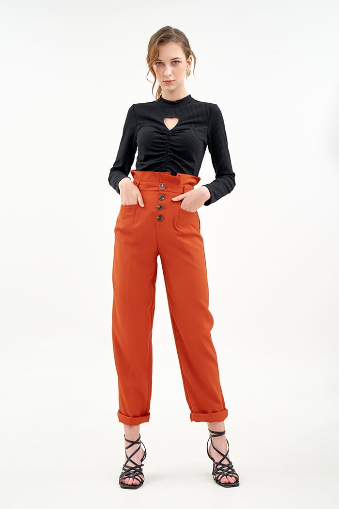 Single-Waist-Hose mit Knopfleiste