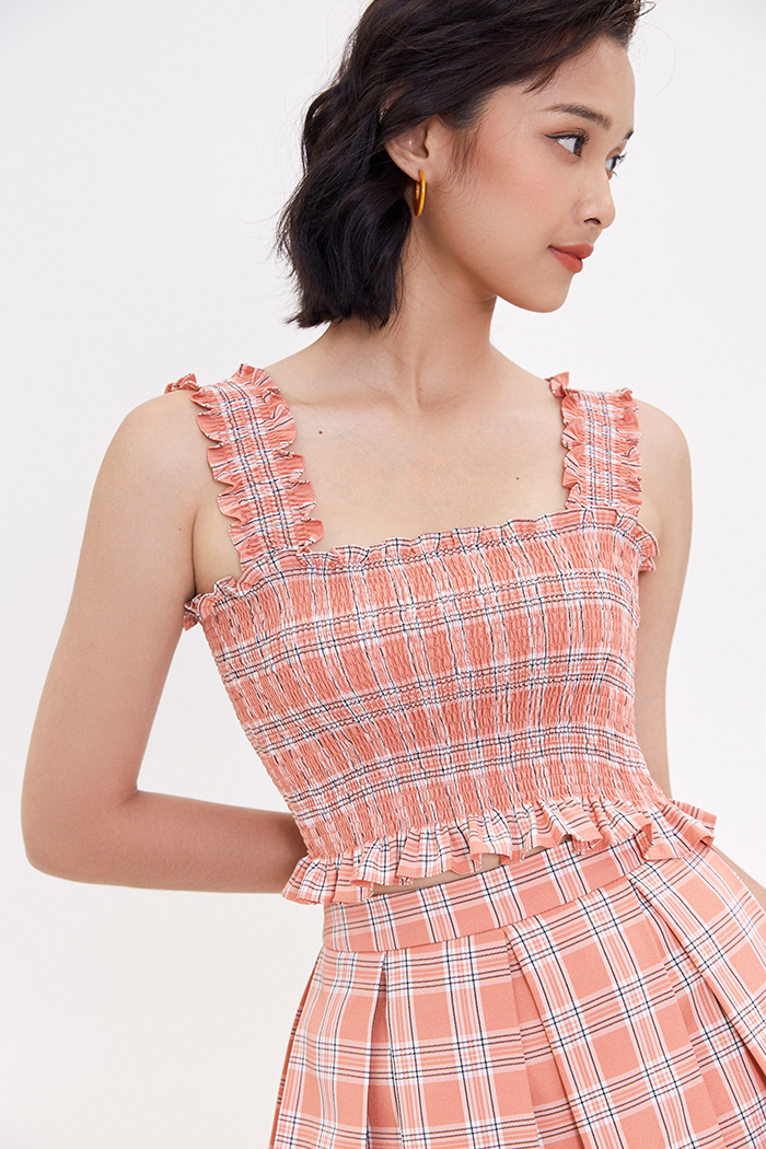 Váy quần caro xếp li
