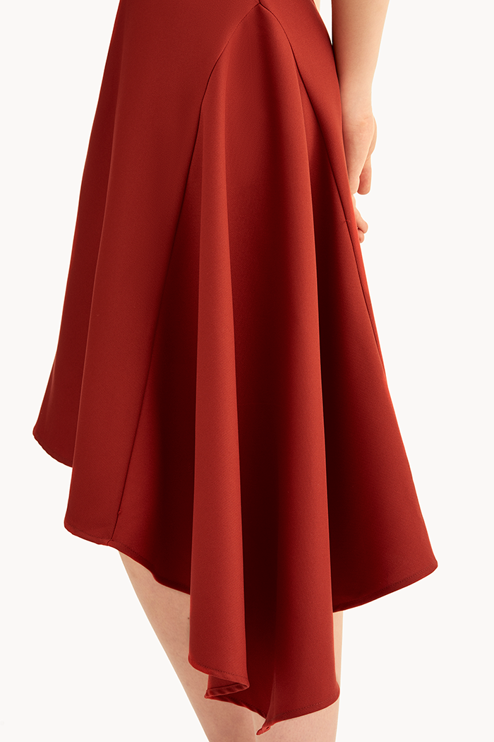 Đầm midi tay phồng tùng xéo