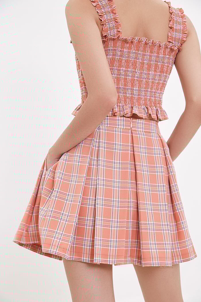 Váy quần caro xếp li