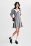  Đầm gingham phối cổ viền ren 