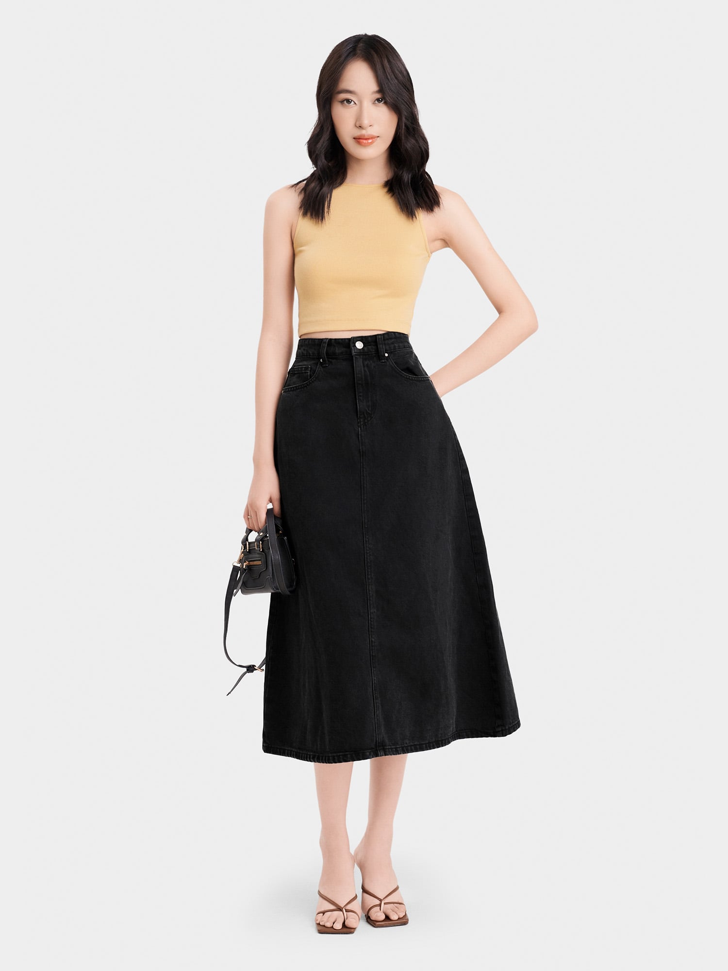 Áo thun crop 3 lỗ cổ thuyền