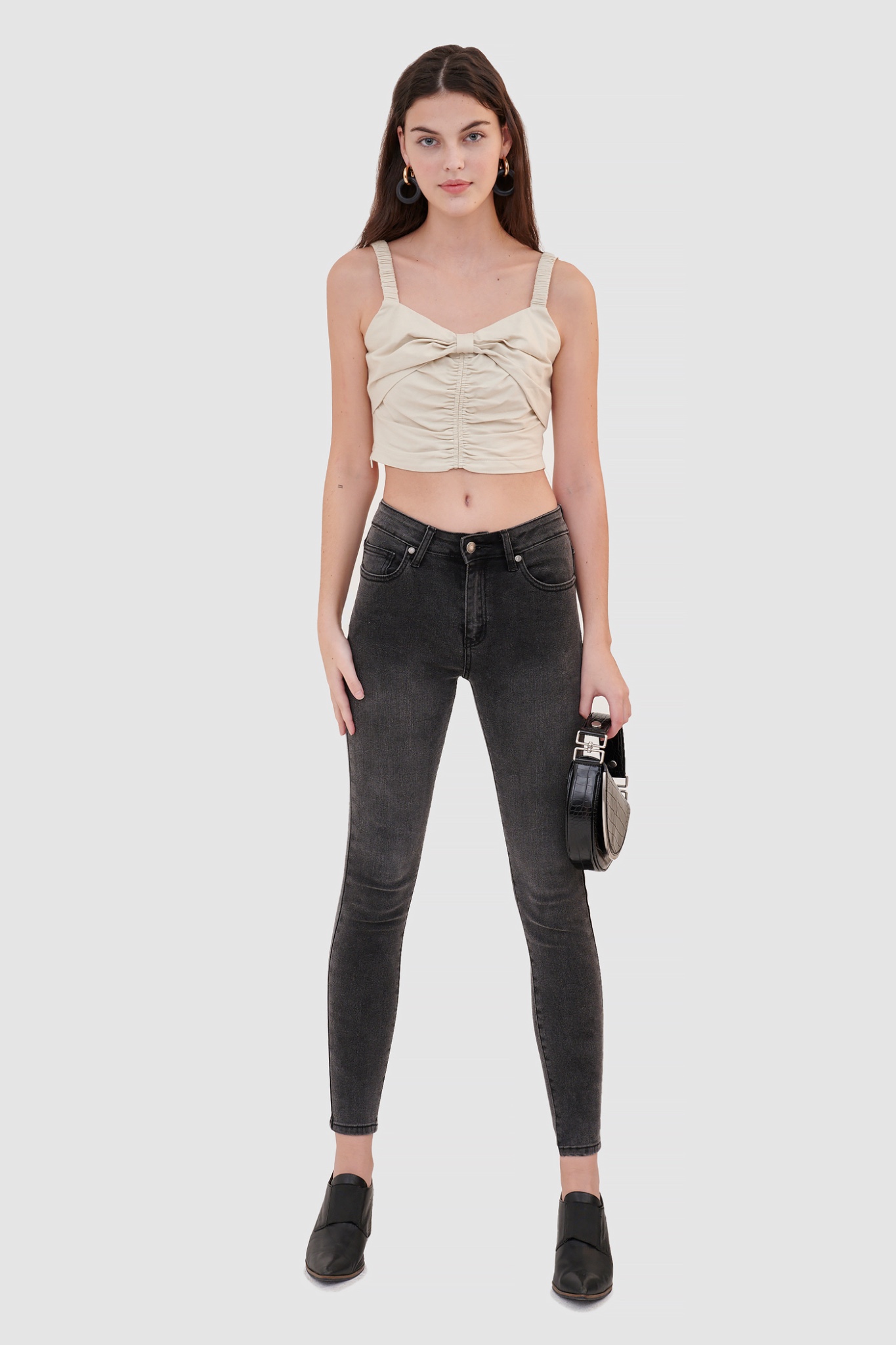 Áo croptop 2 dây smocking lưng