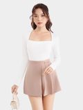  Váy skort đắp chéo xếp li đính khoen kim loại 