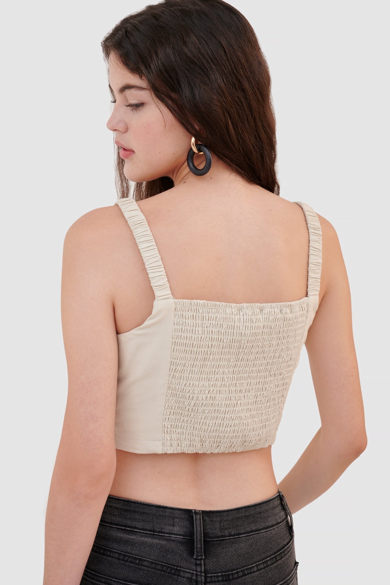 Áo croptop 2 dây smocking lưng