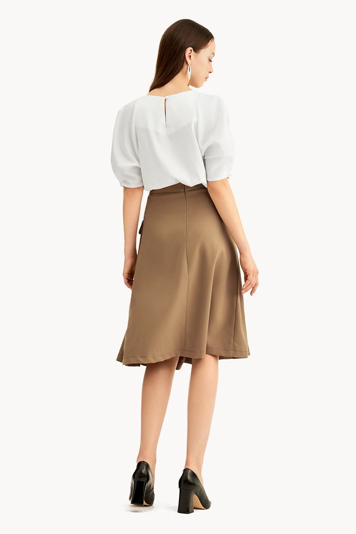 Váy midi xếp li hông