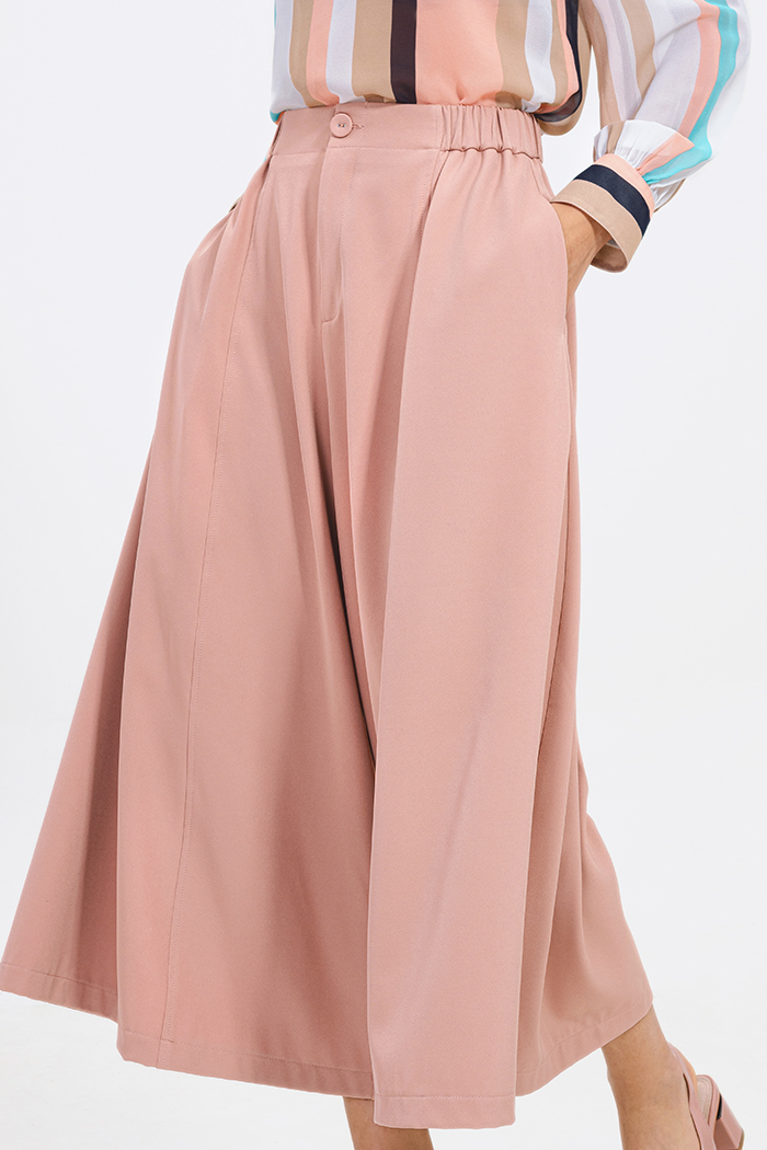 Quần culotte lưng nhún thun