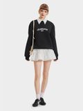  Áo sweater phối cổ sơ mi in chữ 