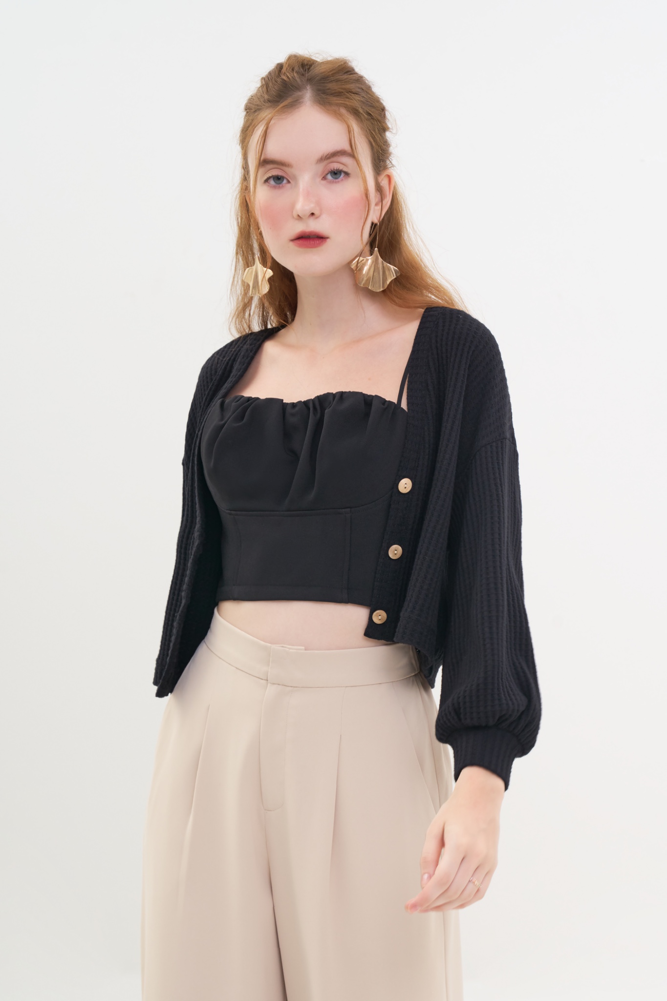 Áo cardigan crop form relax