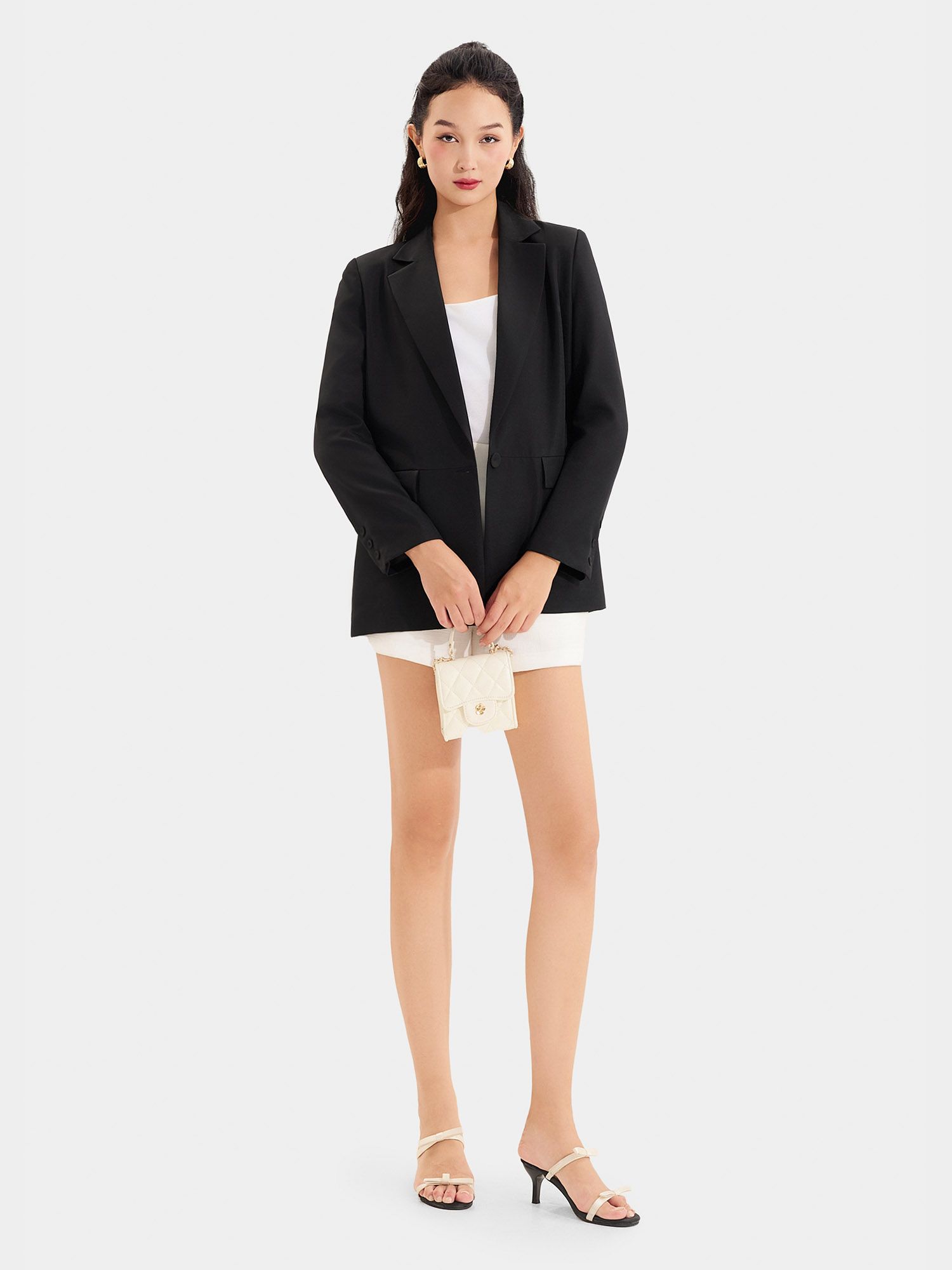  Áo blazer form cơ bản tay dài 2 túi 