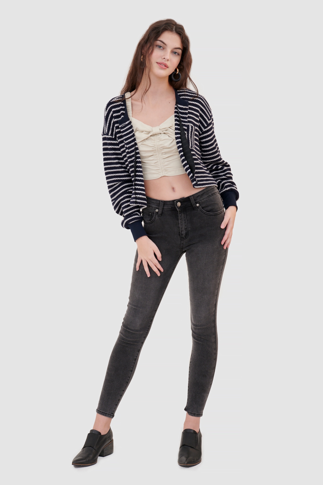 Áo cardigan knit sọc ngang
