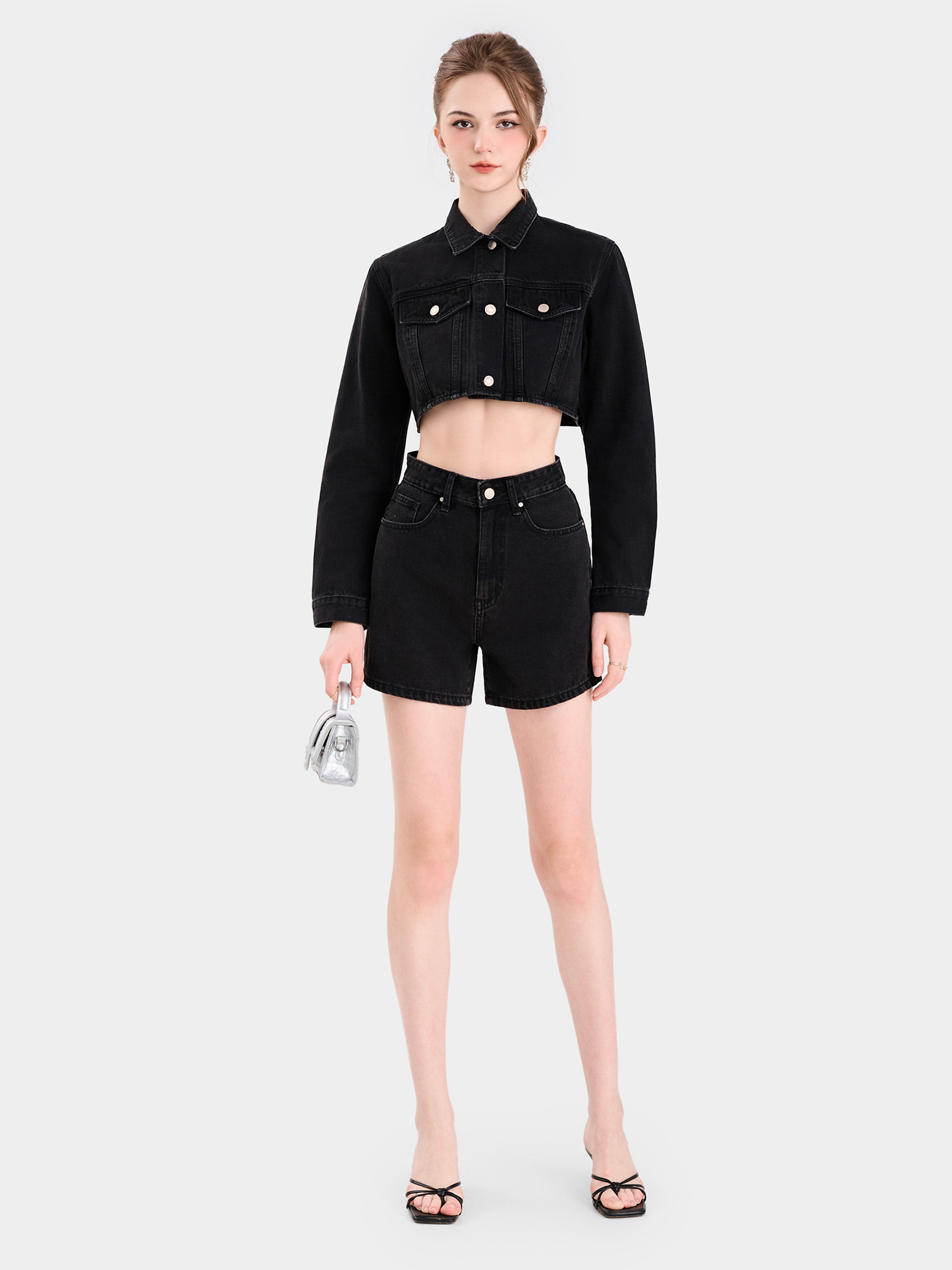 Quần short jean form basic 2 túi