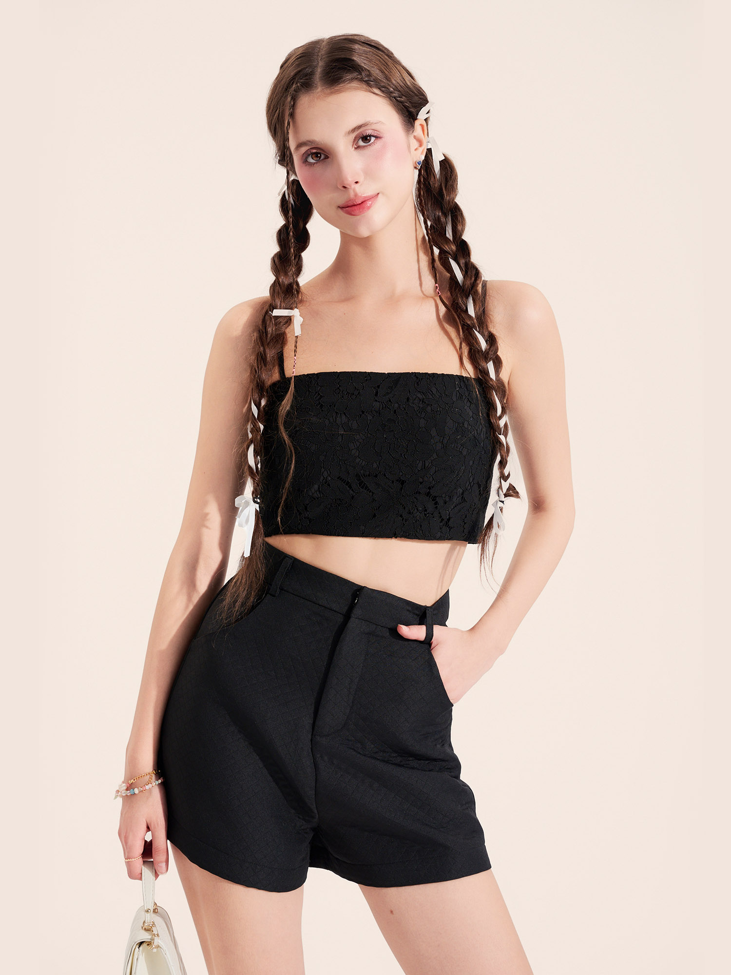 Áo ren 2 dây croptop dây kéo sau