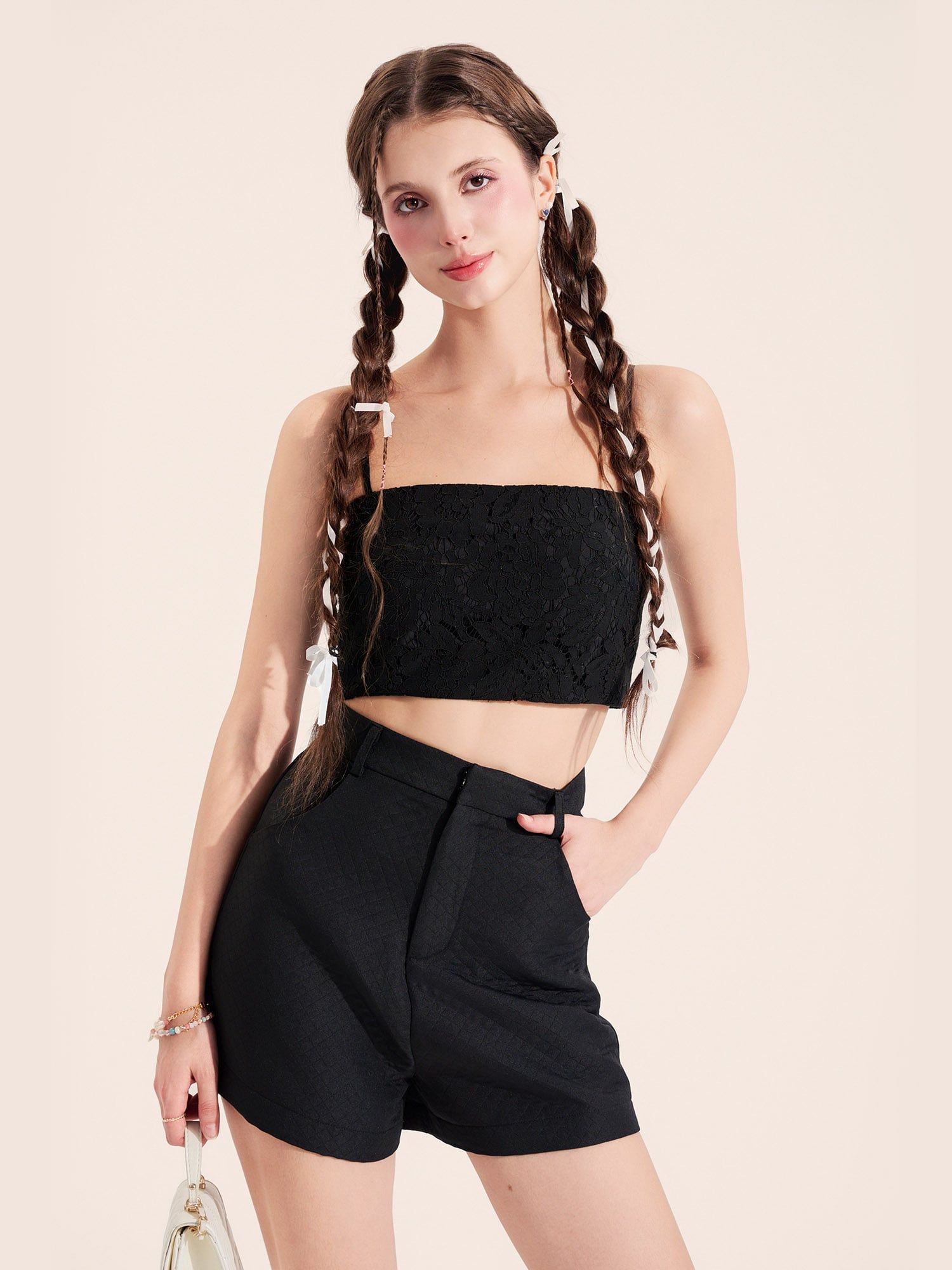  Áo ren 2 dây croptop dây kéo sau 