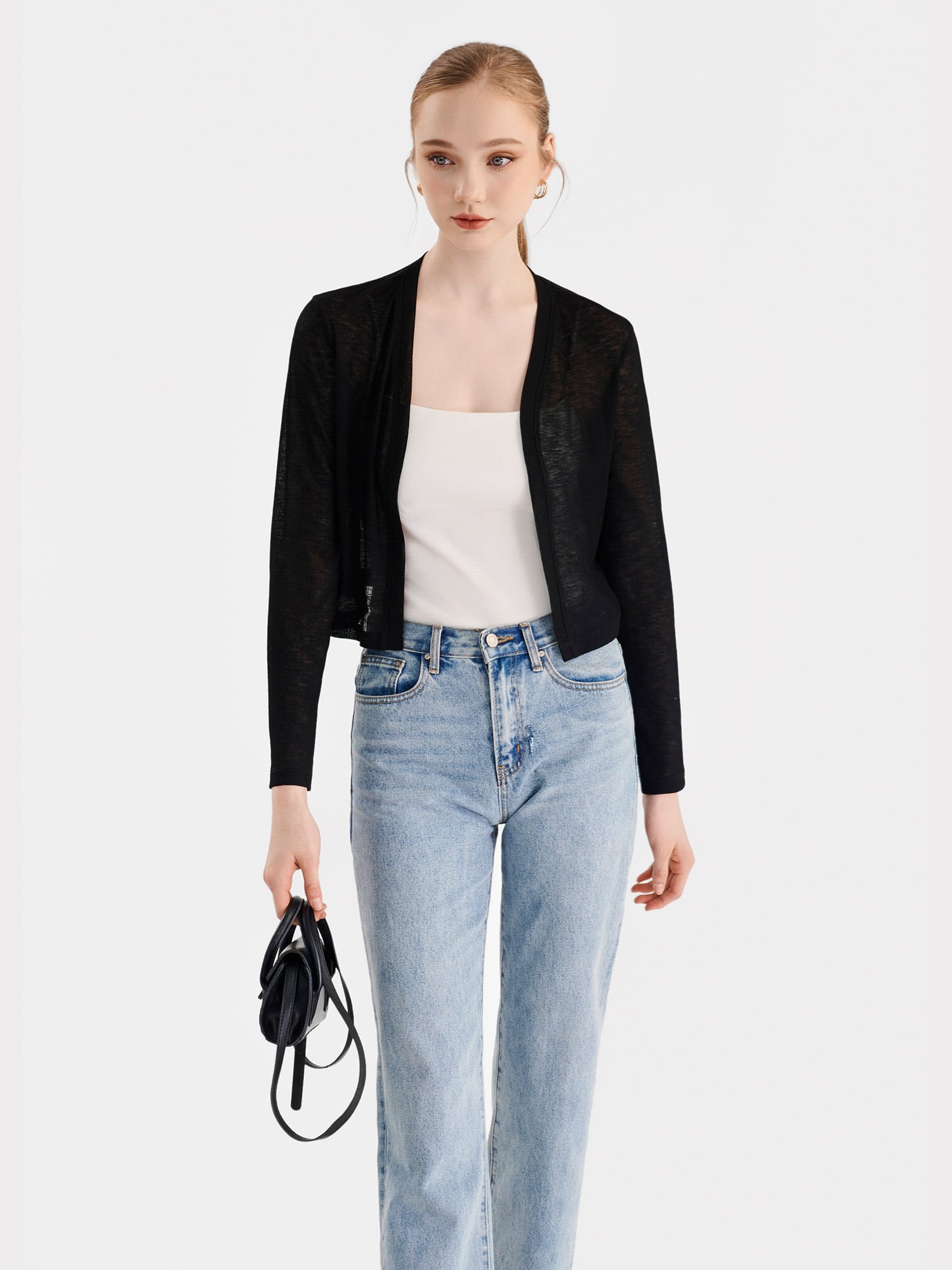 Áo cardigan cổ V tay dài