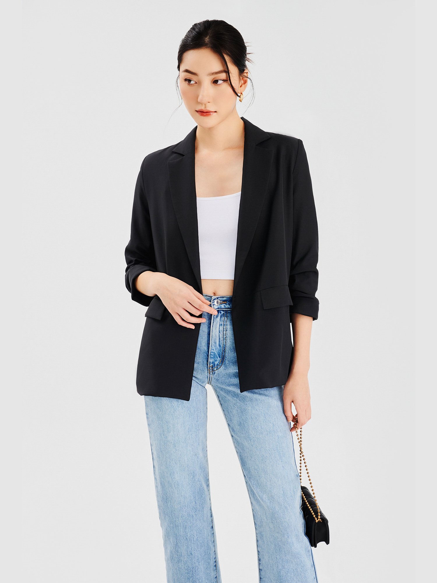 Áo blazer nhún xắn tay cách điệu