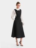  Đầm yếm midi phối sơ mi 