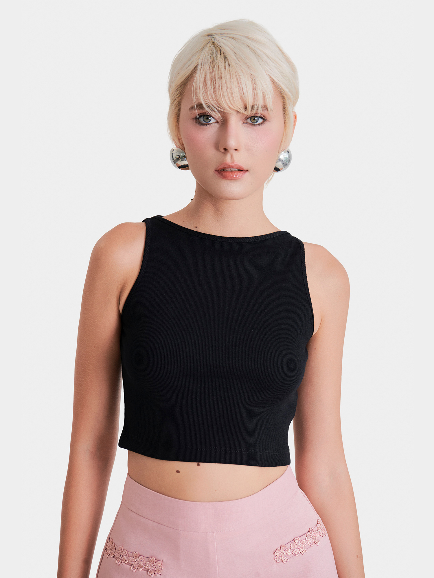 Áo thun crop 3 lỗ cổ thuyền